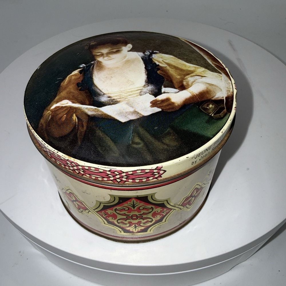 Vintage Jeune Fille by Jean Raoux Thorne's Collection Metal Round TIN w/Lid
